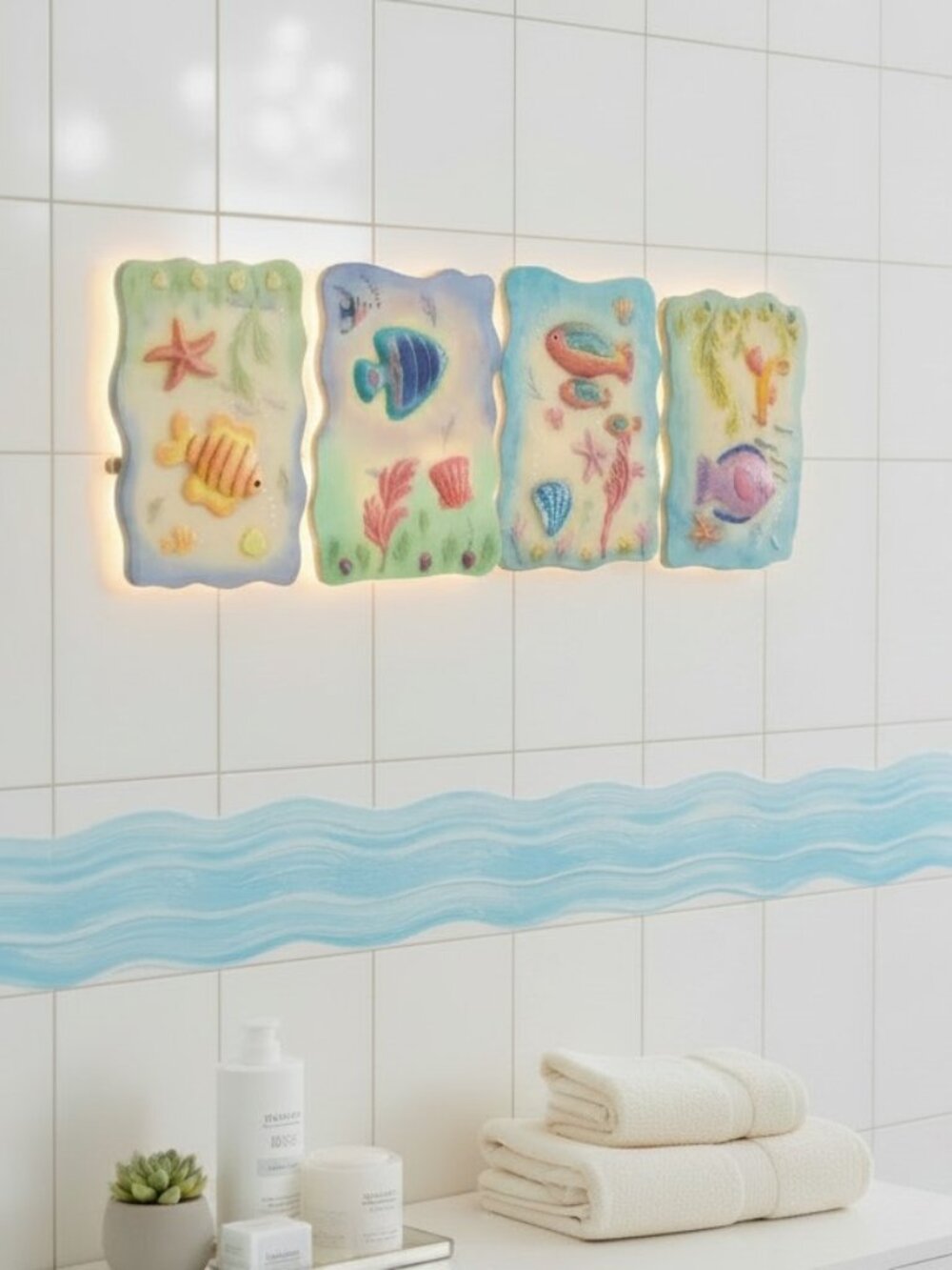 Tropical Fish Resin Wall Hangings - Set of Four (4)